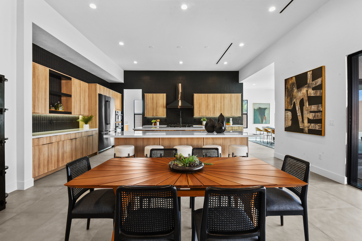 Modern kitchen in Las Vegas home staging with sleek cabinets and decor. | Utopia Luxury Home Staging & Design
