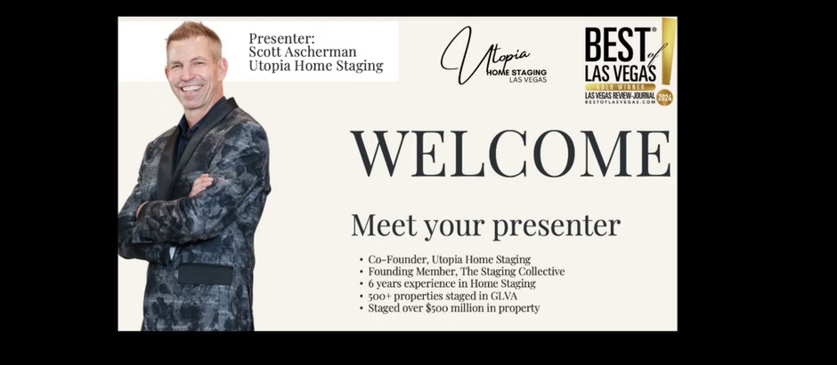 Welcome sign for Las Vegas luxury property staging CE event | Utopia Luxury Home Staging & Design